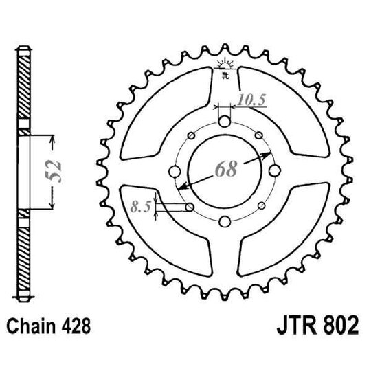 Reťazová rozeta JT JTR 802-38 38T, 428